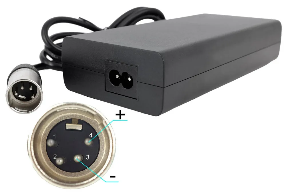 PowerSmart CTN131030E.402 Batterie-Ladegerät (42V 2A 4 pin XLR Ebike Ladegerät für Derby Cycle, FOCUS, Hercules, Kalkhoff, Koga)