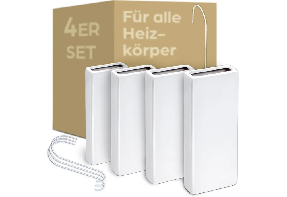 Praknu Luftbefeuchter Luftbefeuchter Heizkörper aus Keramik - 4er Set mit Flexiblem Haken, 0,33 l Wassertank, Humidifier Raumluftbefeuchter - Heizkörper Verdampfer Verdunster