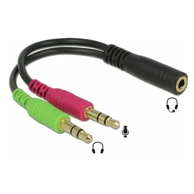PremiumCord Adapter 4-poliger Klinkenstecker 3,5 mm für Kopfhörer und Mikrofon, 30 cm