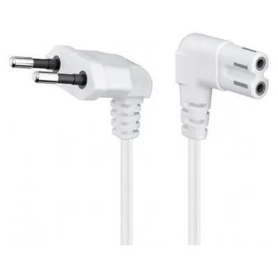 PremiumCord Netzkabel 230V zum Tonbandgerät mit gebogenen Steckern 5m, weiss
