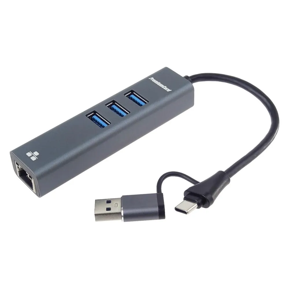 Hub USB PremiumCord mit Ethernet Gigabit 3 USB-A und USB-C Ports