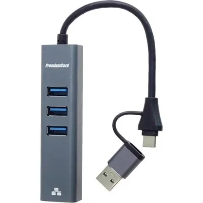 Hub USB PremiumCord mit Ethernet Gigabit 3 USB-A und USB-C Ports