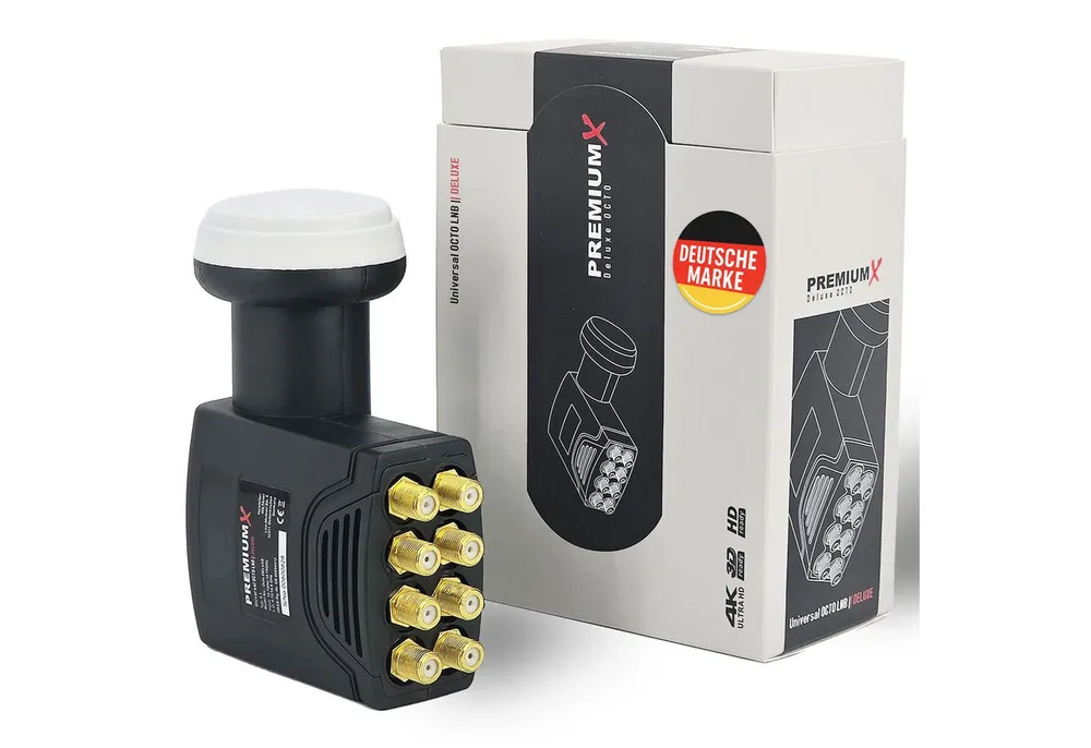 PremiumX Deluxe Octo LNB PLL SAT für 8 Teilnehmer DVB-S2 HD UHD 4K Monoblock-LNB