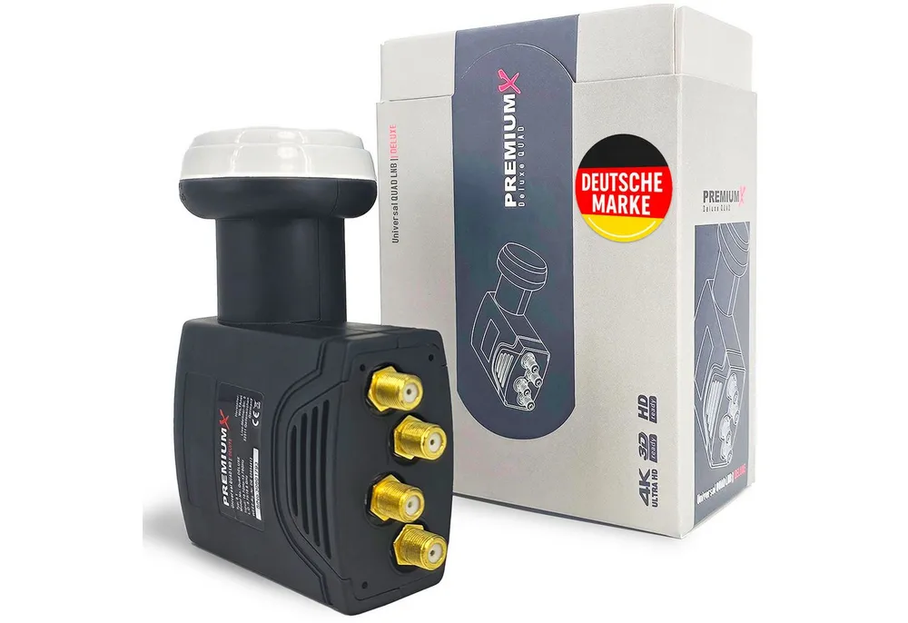 PremiumX Deluxe Quad LNB PLL SAT für 4 Teilnehmer DVB-S2 HD UHD 4K Monoblock-LNB