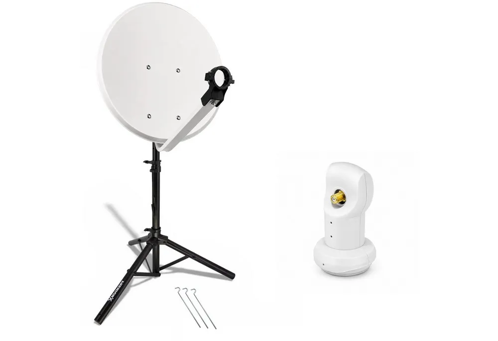 PremiumX mobile Camping Sat Anlage 60cm Antenne Single LNB Stativ SAT-Antenne