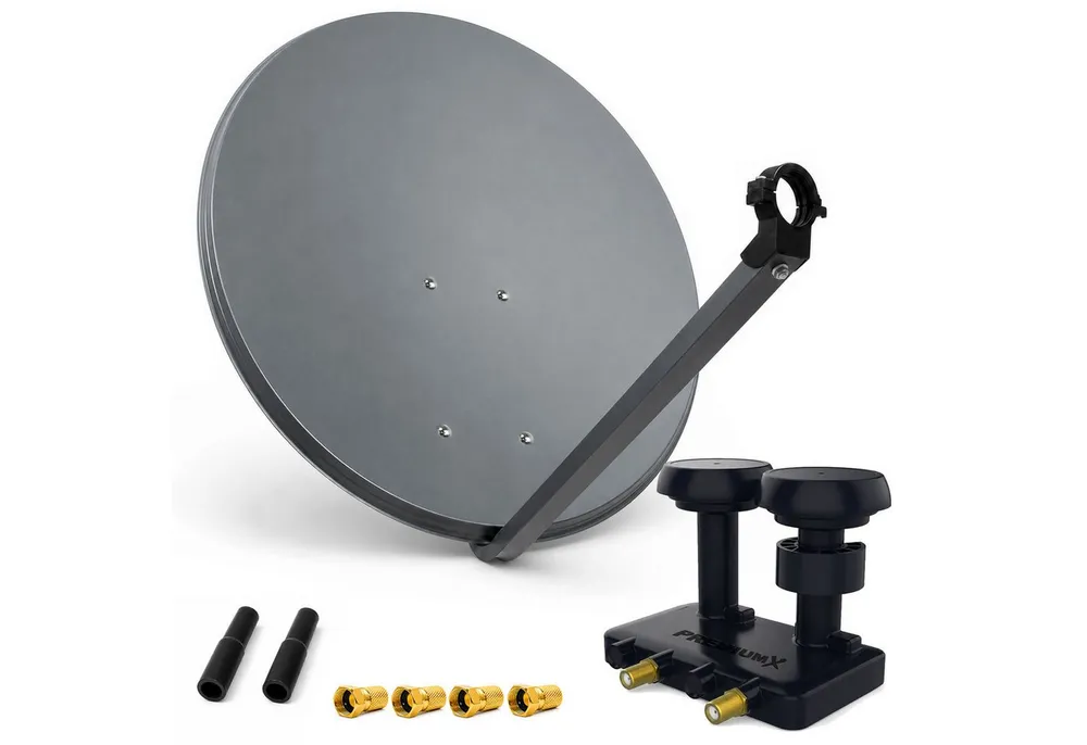 PremiumX SAT Anlage 80cm Antenne Twin Monoblock LNB 4x F-Stecker SAT-Antenne
