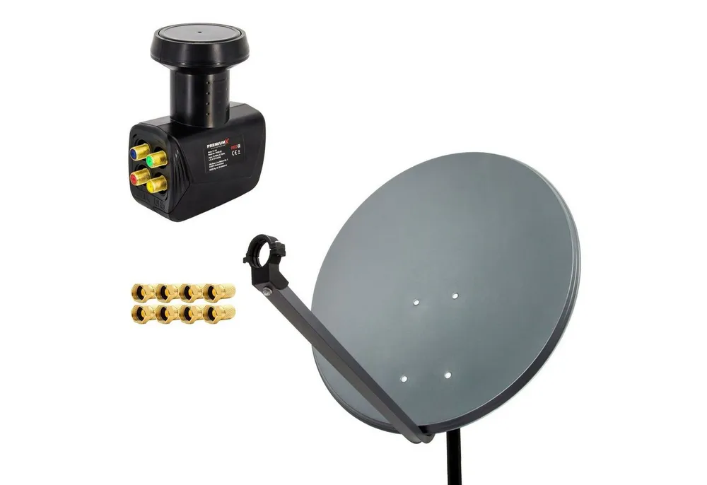 PremiumX SAT Anlage 80cm Satellitenschüssel Quad LNB 8x F-Stecker SAT-Antenne