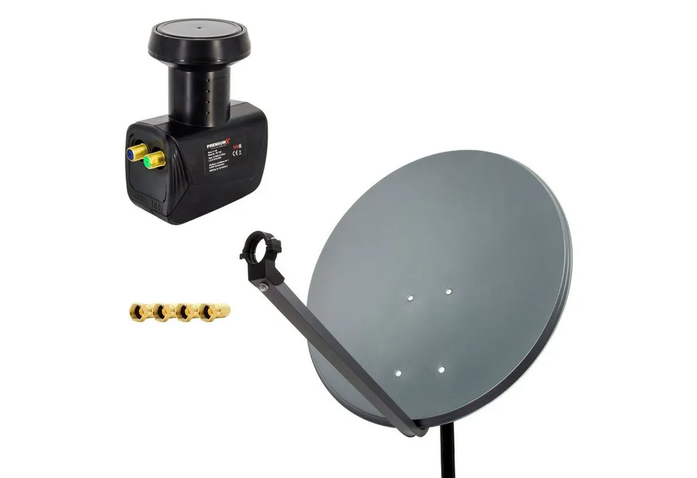 PremiumX SAT Anlage 80cm Satellitenschüssel Twin LNB 4x F-Stecker SAT-Antenne