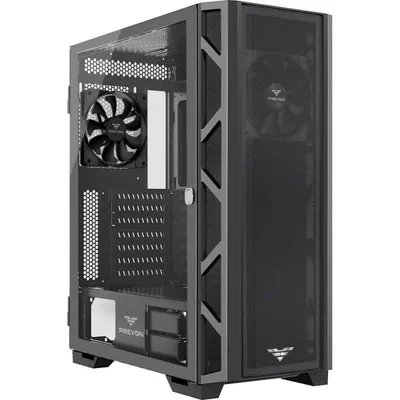 PC-Gehäuse Preyon Nest Meshy ATX Gehärtetes Glas Mesh Schwarz mit GPU-Halter