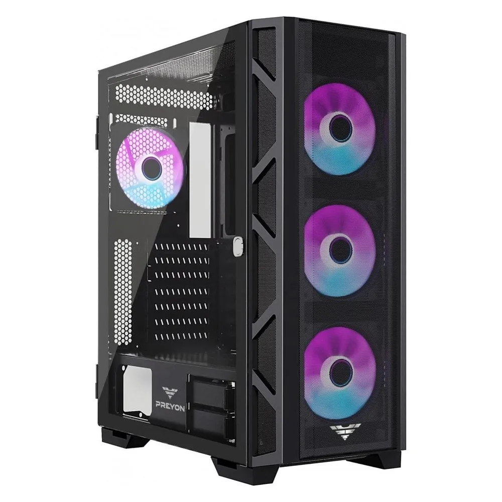 PREYON Nest Meshy+ PC-Gehäuse mit Seitenwand aus gehärtetem Glas