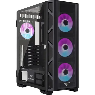 PREYON Nest Meshy+ PC-Gehäuse mit Seitenwand aus gehärtetem Glas, 4 ARGB-Lüftern und Mesh-Controller