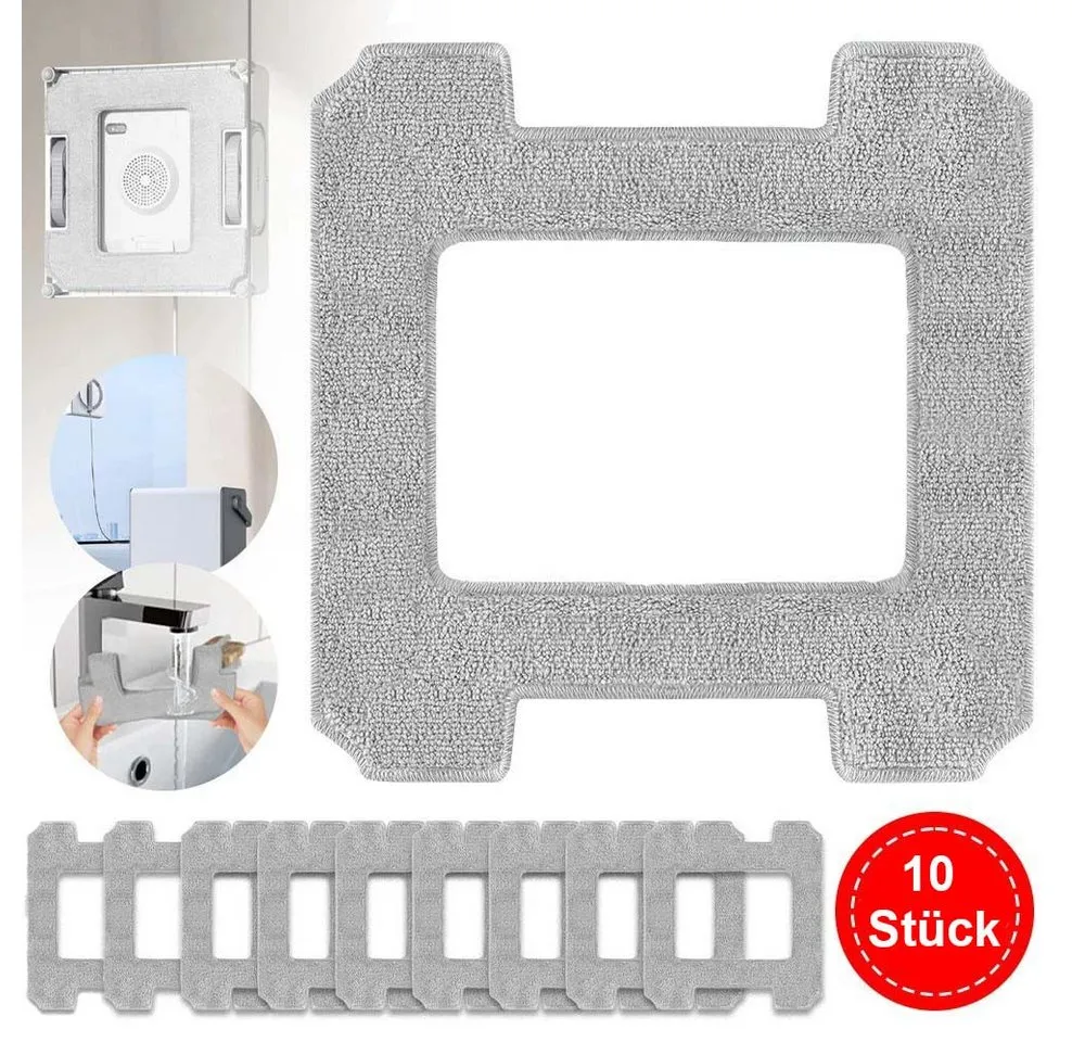 PRIISF Fensterputzroboter 10 Stück Reinigungspad Ersatz Wischtücher Zubehör für ECOVACS WINBOT, passend für W2 PRO Omni / W2 PRO / W2 / W1 PRO / W1 Mikrofasertuch