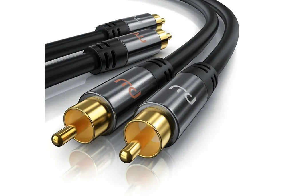 Primewire 2 x Cinch zu 2 x Cinch, AUX Eingänge, Metall Stecker vergoldet Audio-Kabel, Cinch, RCA (200 cm), Stereo-Cinch HiFi Audiokabel mehrfach geschirmt - 2m