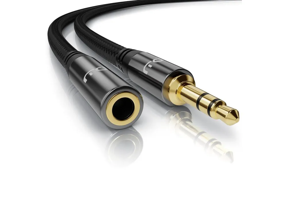 Primewire Audio-Kabel, AUX, 3,5-mm-Klinke (500 cm), Klinkenkabel Audio Verbindungskabel / Kupplung mit Nylonmantel - 5m
