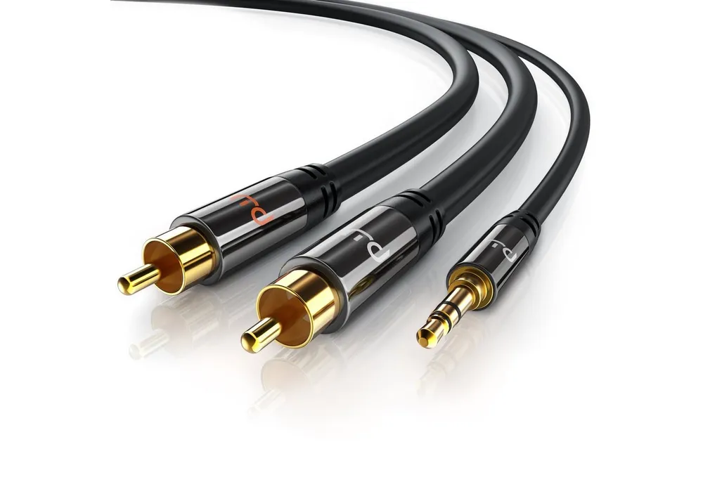Primewire Audio-Kabel, Cinch, 3,5-mm-Klinke, RCA, AUX (300 cm), Stereo HiFi Audio-Adapter mehrfach geschirmt - 3m