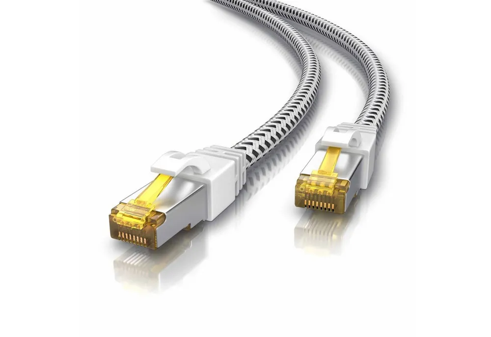 Primewire CAT 7 Gigabit Ethernet Netzwerkkabel, Patchkabel 10 Gbit/s - 7,5m LAN-Kabel, CAT.7, RJ-45 (Ethernet) (750 cm), CAT7 Rohkabel S/FTP Pimf Schirmung, Baumwollmantel, 10000 Mbit/s