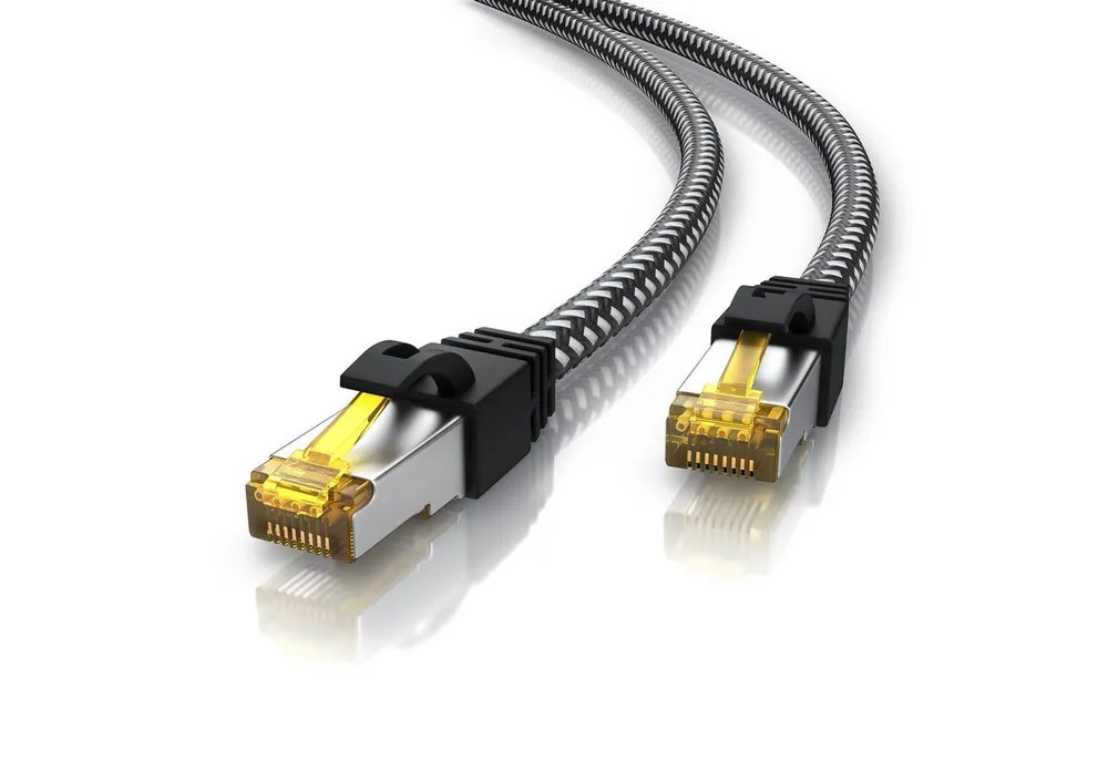 Primewire CAT 7 Gigabit Ethernet Netzwerkkabel, Patchkabel 10 Gbit/s - 1m LAN-Kabel, CAT.7, RJ-45 (Ethernet) (100 cm), CAT7 Rohkabel S/FTP Pimf Schirmung, Baumwollmantel, 10000 Mbit/s