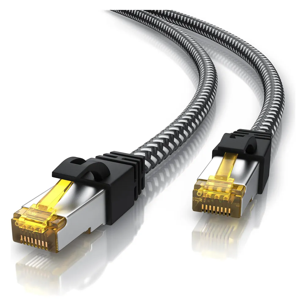Primewire CAT.7 Netzwerkkabel Baumwollmantel, Gigabit Ethernet CAT 7 LAN Kabel, 10000 Mbit/s Patchkabel (S/FTP, 7.50 m)