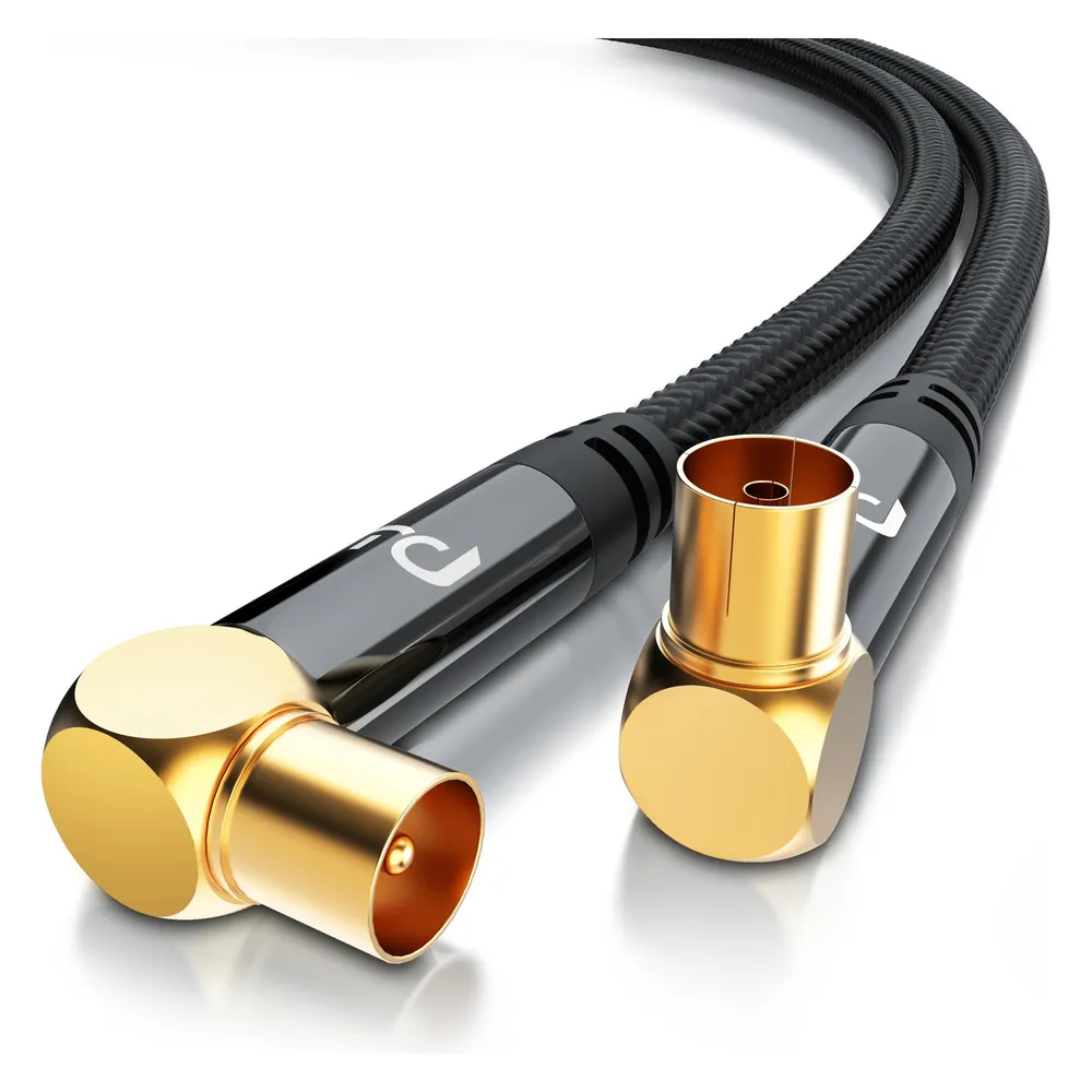 Primewire HDTV Antennenkabel gewinkelt mit Braiding, Premium Koaxialkabel 135dB / 75 Ohm, TV Kabel, 4K HDTV (135 dB)