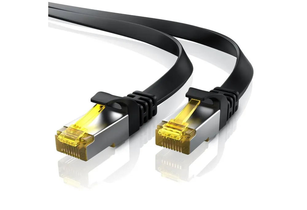 Primewire LAN-Kabel, CAT.7, RJ-45 (Ethernet) (500 cm), CAT 7 Flachband Gigabit Netzwerkkabel 10 Gbit/s Patchkabel flach 5m