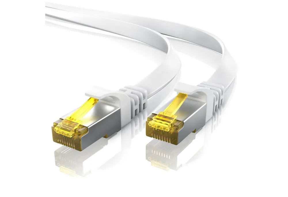 Primewire LAN-Kabel, CAT.7, RJ-45 (Ethernet) (750 cm), CAT 7 Flachband Gigabit Netzwerkkabel 10 Gbit/s Patchkabel flach 7,5m