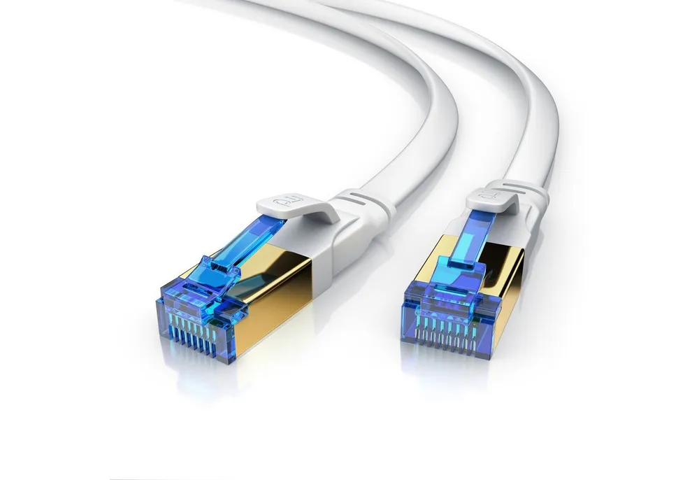 Primewire LAN-Kabel, CAT.8, RJ-45 (Ethernet) (50 cm), Patchkabel flach CAT 8, Gigabit Flachband Netzwerkkabel 40 Gbit/s 0,5m