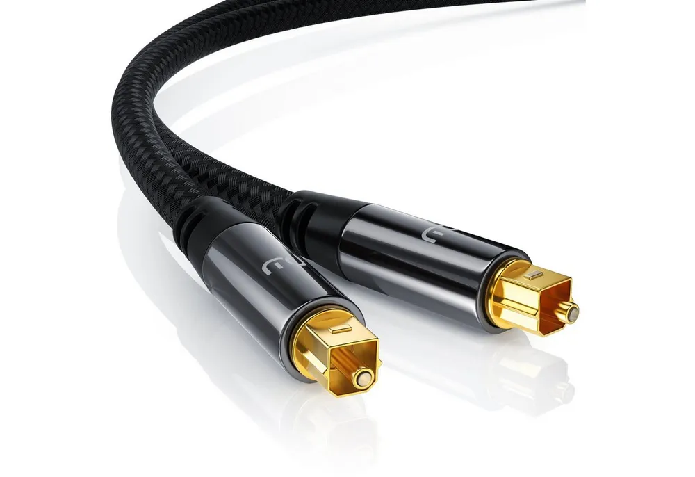 Primewire Optisches-Kabel, S/PDIF, Toslink (300 cm), Lichtwellenleiter mit Metallstecker & Nylonmantel, Audiokabel - 3m