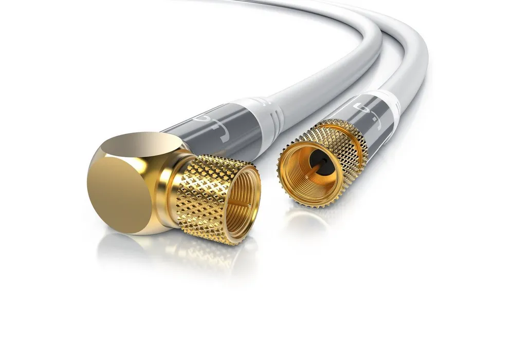 Primewire SAT-Kabel, Koax, F-Verbinder (300 cm), HDTV SAT Koax Kabel 90° gewinkelt, 4fach Schirmung, 135dB, 75Ohm - 3m