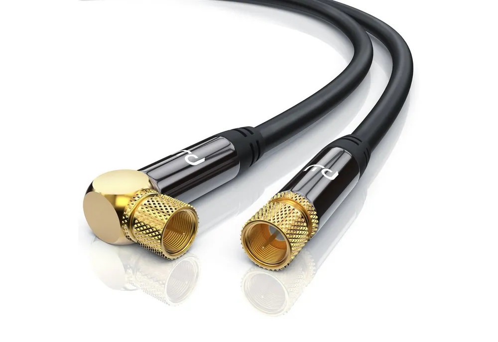 Primewire SAT-Kabel, Koax, F-Verbinder (50 cm), HDTV SAT Koax Kabel 90° gewinkelt, 4fach Schirmung, 135dB, 75Ohm, 0,5m