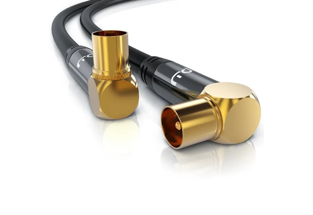 Primewire TV-Kabel, Koax, RF, IEC (500 cm), HDTV Antennenkabel 90° gewinkelt, 4fach Schirmung, 75Ohm, 120dB - 5m