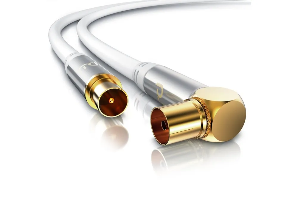 Primewire TV-Kabel, Koaxial, IEC Stecker, RF Buchse (200 cm), Antennenkabel gewinkelt, Koaxialkabel 75 Ohm TV HDTV DVB-T Radio -2m