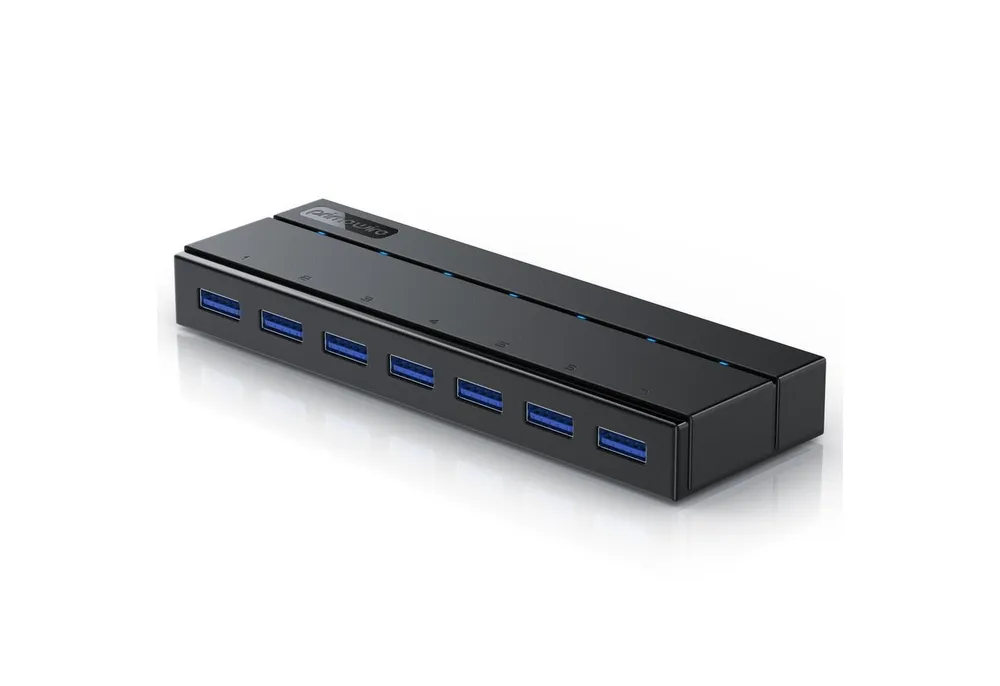 Primewire USB-Adapter USB Typ A Stecker zu 7x USB Typ A Buchse, aktiver 7 Port USB 3.0 Hub mit Netzteil Hot-Plug / Super Speed