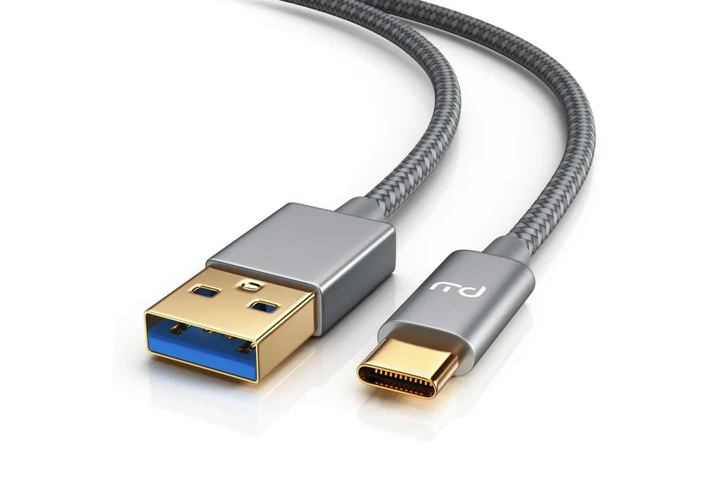 Primewire USB-Kabel, 3.1, USB-C, USB 3.0 Typ A (200 cm), Datenkabel, Ladekabel, Nylonmantel, bidirektional, Geschirmt - 2m