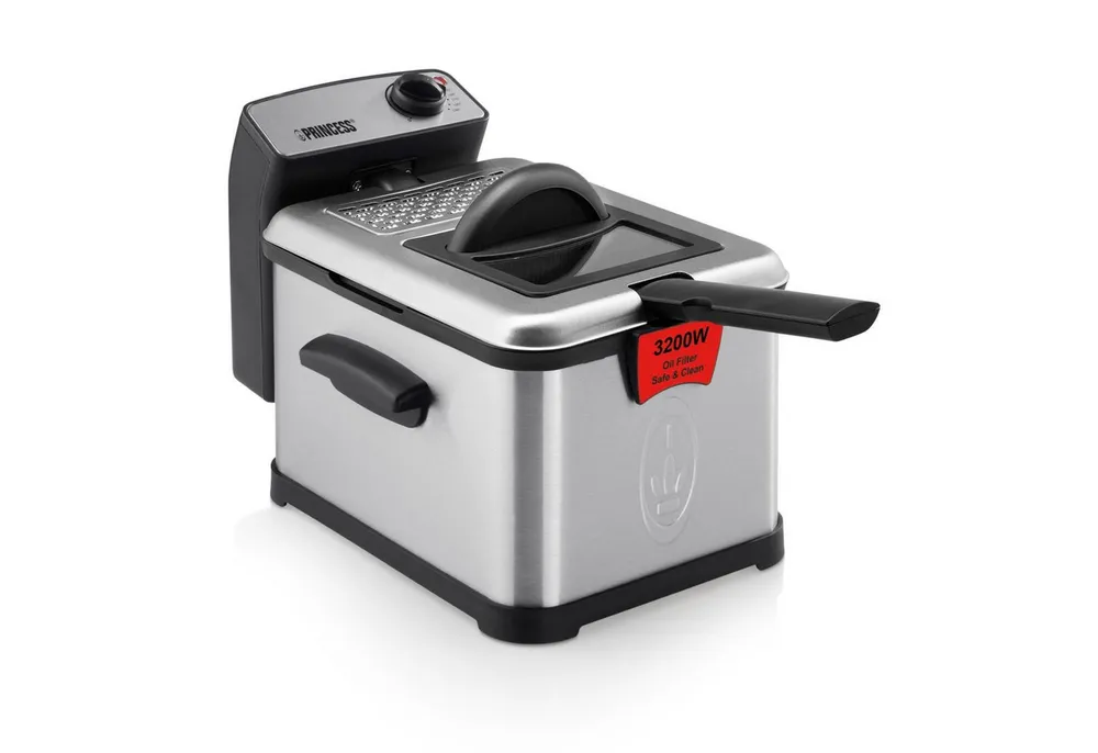 PRINCESS Fritteuse 01.183001.01.050, 3200 W, 3 L mit Cool Zone – Edelstahl, 190°C