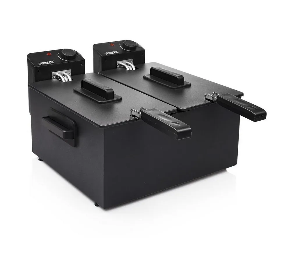 PRINCESS Fritteuse 01.183028.01.001, 3600 W, 2x 3 L mit Cool Zone – Edelstahl, 190°C