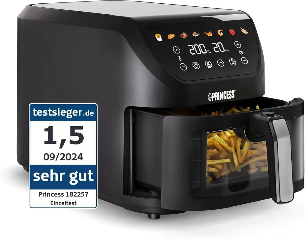 PRINCESS Heißluftfritteuse 01.182257.01.001, 2000 W, 8 l Volumen – 2000 W