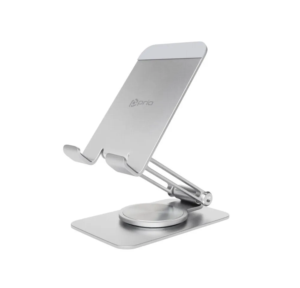 prio Handy-Halterung prio drehbarer Metall-Telefonständer / Handy Halterung 360 Silber, (Desktophalterungen)
