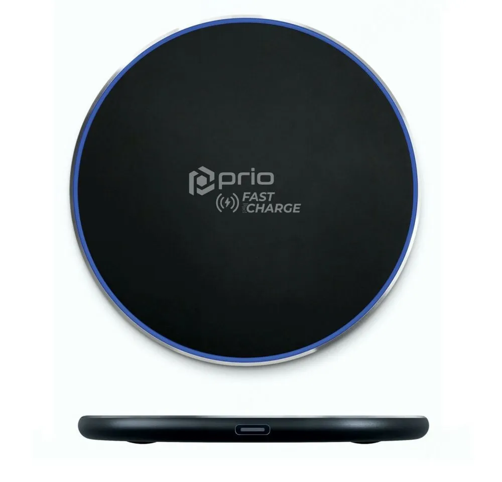 prio prio kabelloses Schnellladegerät 15W (USB C) schwarz Smartphone-Ladegerät (Kabelloses Ladegerät, 1-tlg)