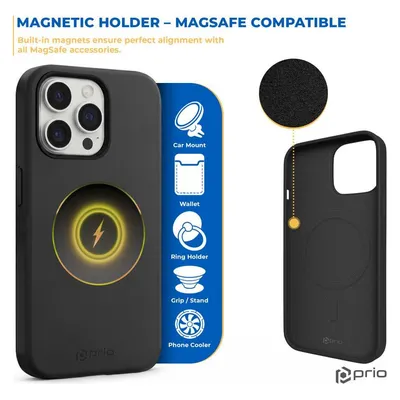 prio Silikonschutzhülle MAG für iPhone 15 Pro (6,1 Zoll) schwarz