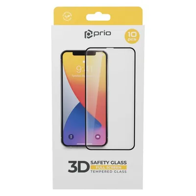 prio 10x 3D-Displayschutz aus gehärtetem Glas für iPhone 15 Pro (6,1 Zoll) schwarz
