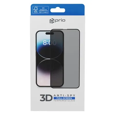 prio 3D Anti-Spy Panzerglas für iPhone 15 Pro Max (6,7 Zoll) schwarz
