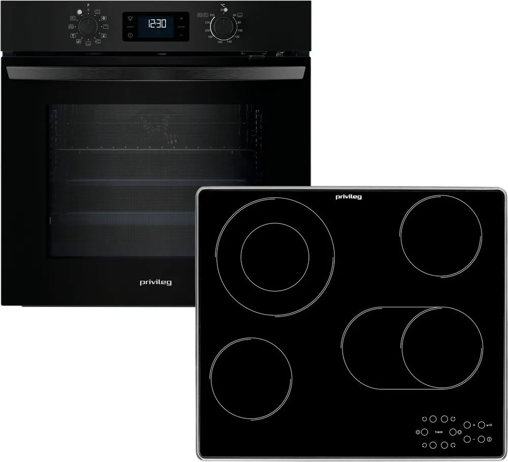 Privileg Backofen-Set BAKO Turn&Cook 455 BLACK, Hydrolyse & Pyrolyse - zwei Reinigungsfunktionen für jeden Bedarf