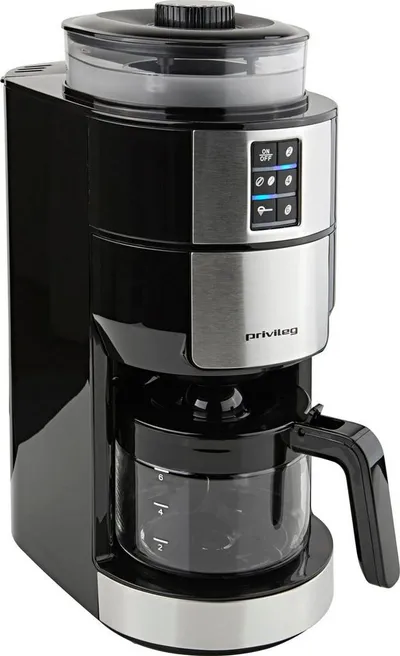 Privileg Kaffeemaschine mit Mahlwerk CM1121-GS, Papierfilter 1x2, Individueller Mahlgrad, programmierbare Kaffeestärke, Warmhalteplatte