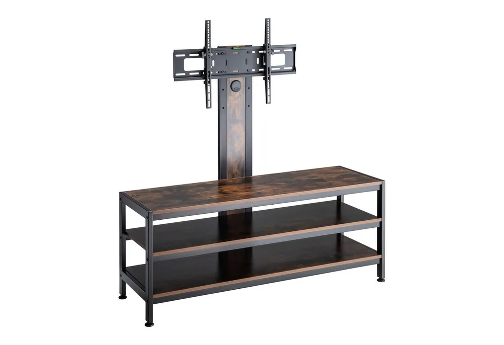 pro.tec TV-Ständer, (bis 70 Zoll, »Stockholm« mit Fernsehtisch 120x40x108 cm Schwarz/Eicheoptik rustikal)