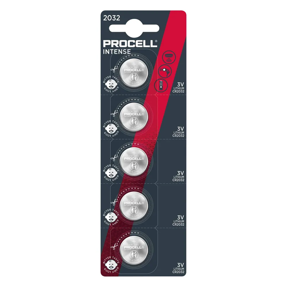PROCELL Intense, CR 2032, 3V, Lithium Knopfzelle, 5 Stück