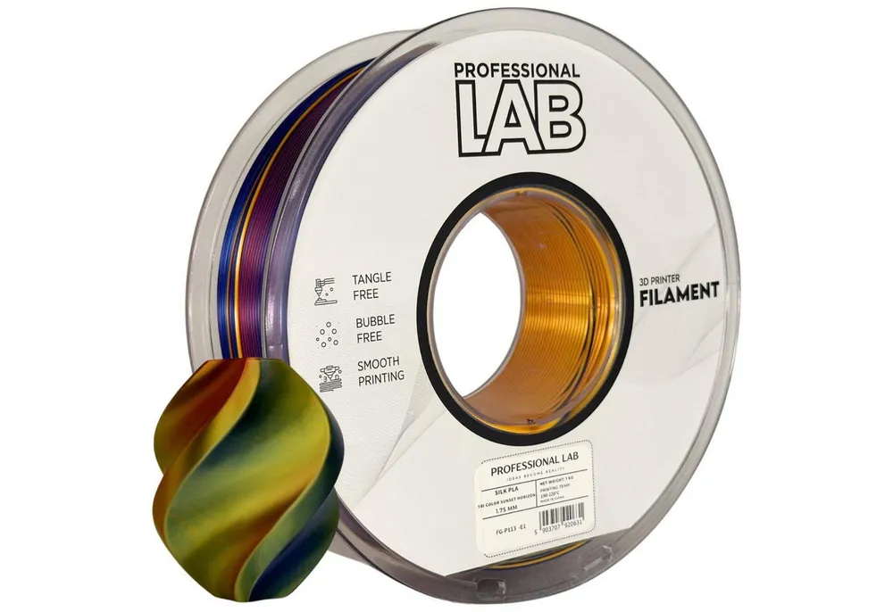Prof. Lab Filament Silk PLA Filament Mehrfarbig 1KG 1.75mm, Rainbow Filament