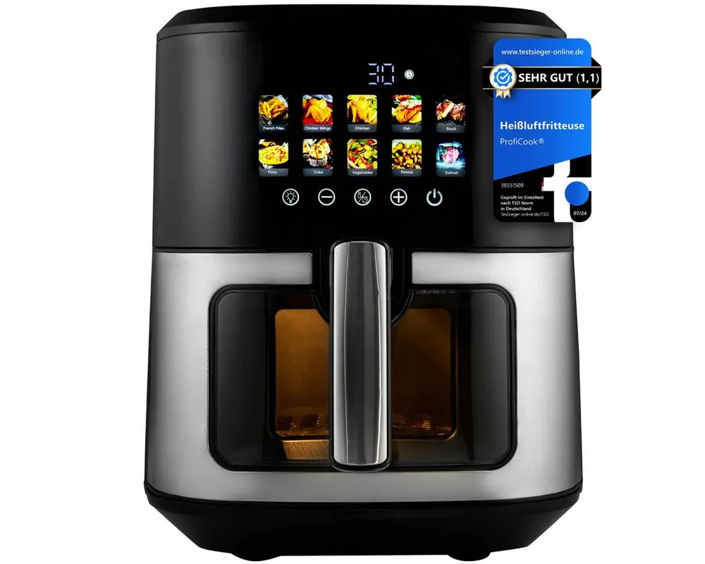 ProfiCook Heißluftfritteuse PC-FR 1286 H, Heißluftfritteuse 6,5L, ohne Öl oder Fett