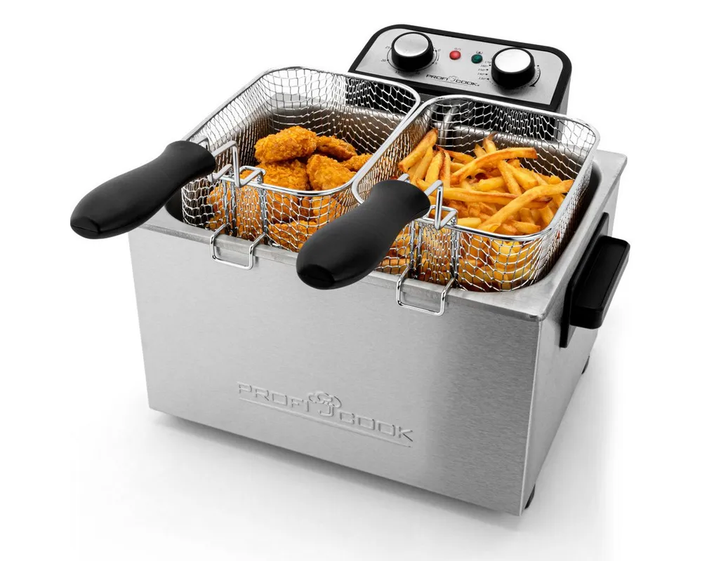 ProfiCook Kaltzonenfritteuse PC-FR 1038 inox, 5L Kapazität mit 3 Körben und Kaltzonentechnik