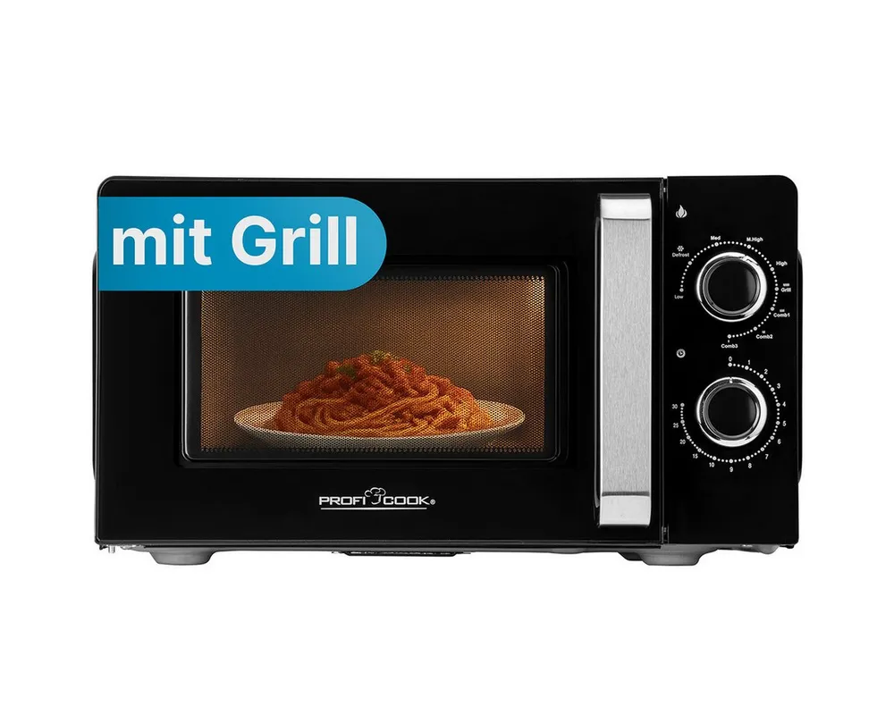 ProfiCook Mikrowelle MWG 1208, Mikrowelle mit Grill, 900 Watt, 17 Liter