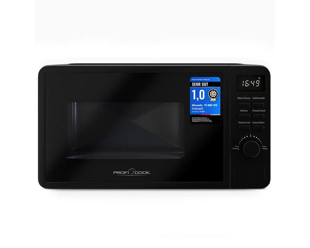 ProfiCook Mikrowelle PC-MWG 1319, Mikrowelle mit Grill, 800W Grill, 20L